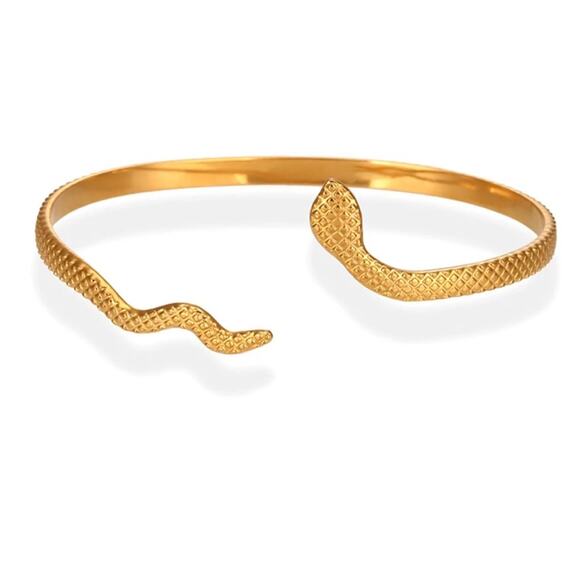 NEW 18K yellow gold plated snake checkered bracelet bangle jewelry B29A - Picture 2 of 8